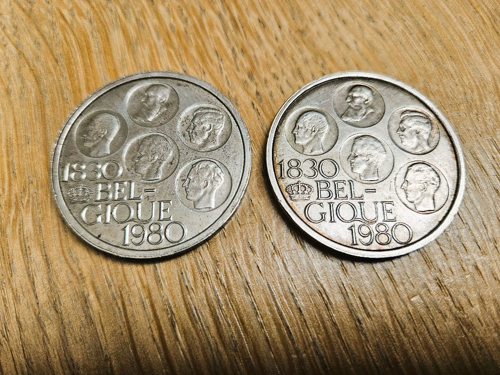 Lot de 2 pièces en argent - 500 francs 1980 Belgique, Enlèvement, Argent, Argent