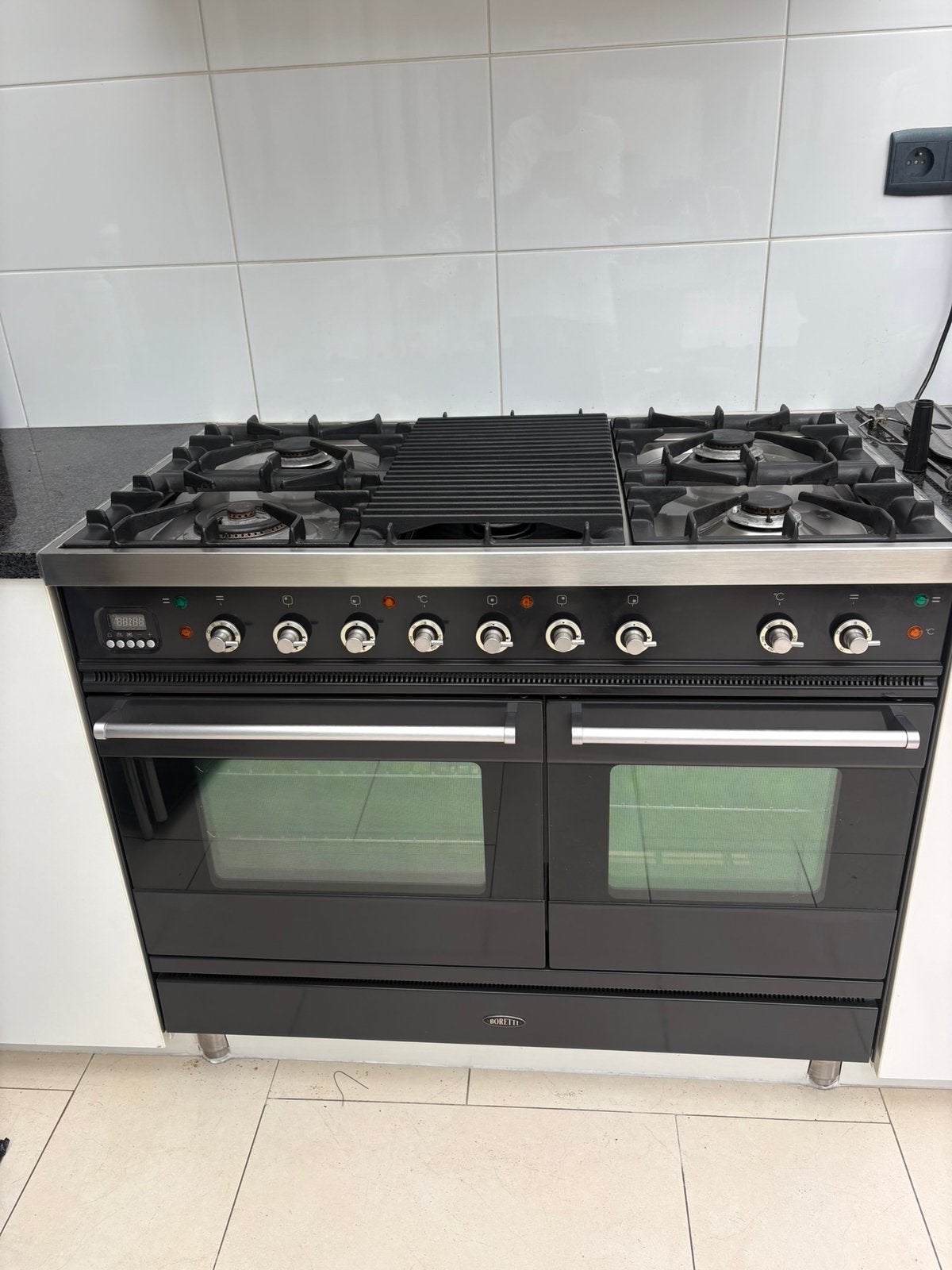 Boretti gasfornuis  100 cm dubbel oven zwart, Electroménager, Gaz, Gril, 4 zones de cuisson, Comme neuf