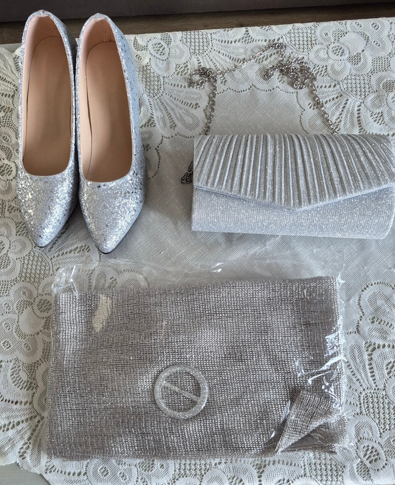 chaussures,sac,foulard, Neuf, Gris, Chaussures à haut talons, Enlèvement