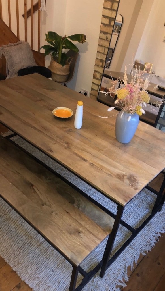 Set table à manger et ses deux bancs MADE, Maison & Meubles, Tables | Tables à manger, Métal, 150 à 200 cm, Cinq personnes ou plus