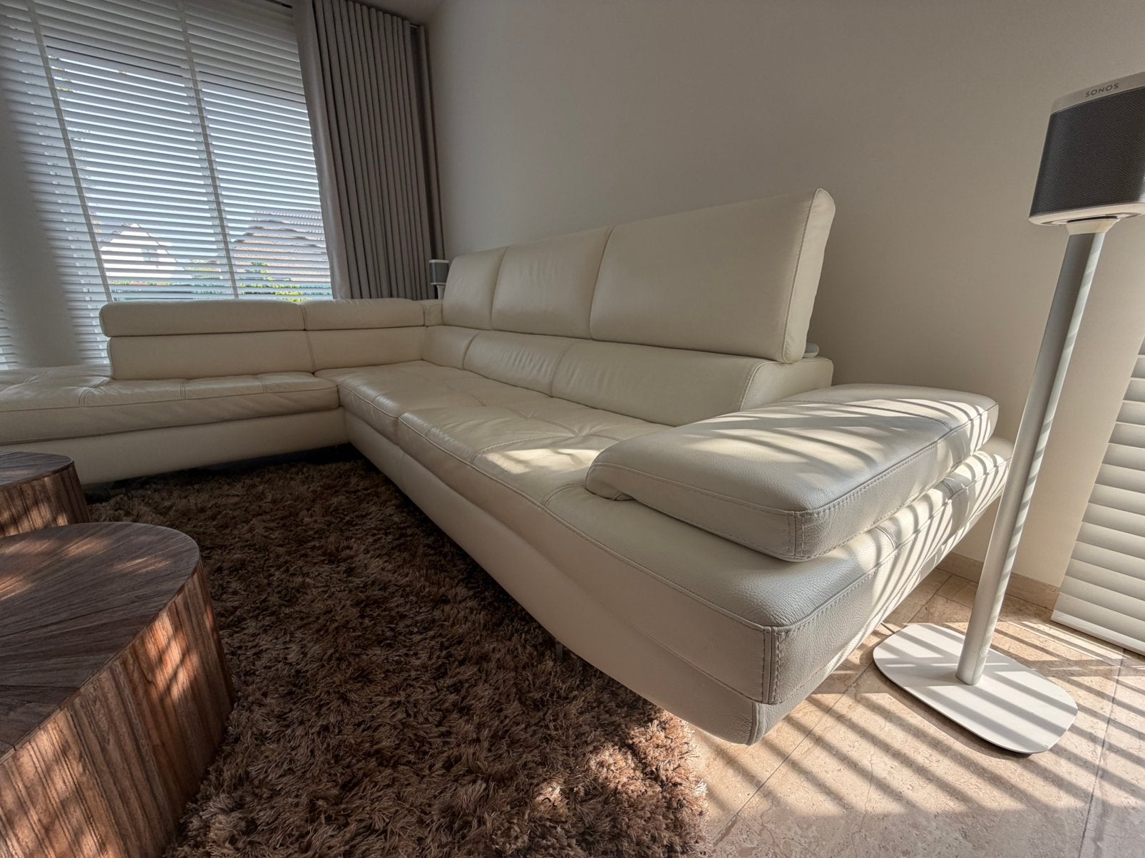 Wit leren bankstel, Huis en Inrichting, Ophalen, 250 tot 300 cm, Hoekbank, Leer