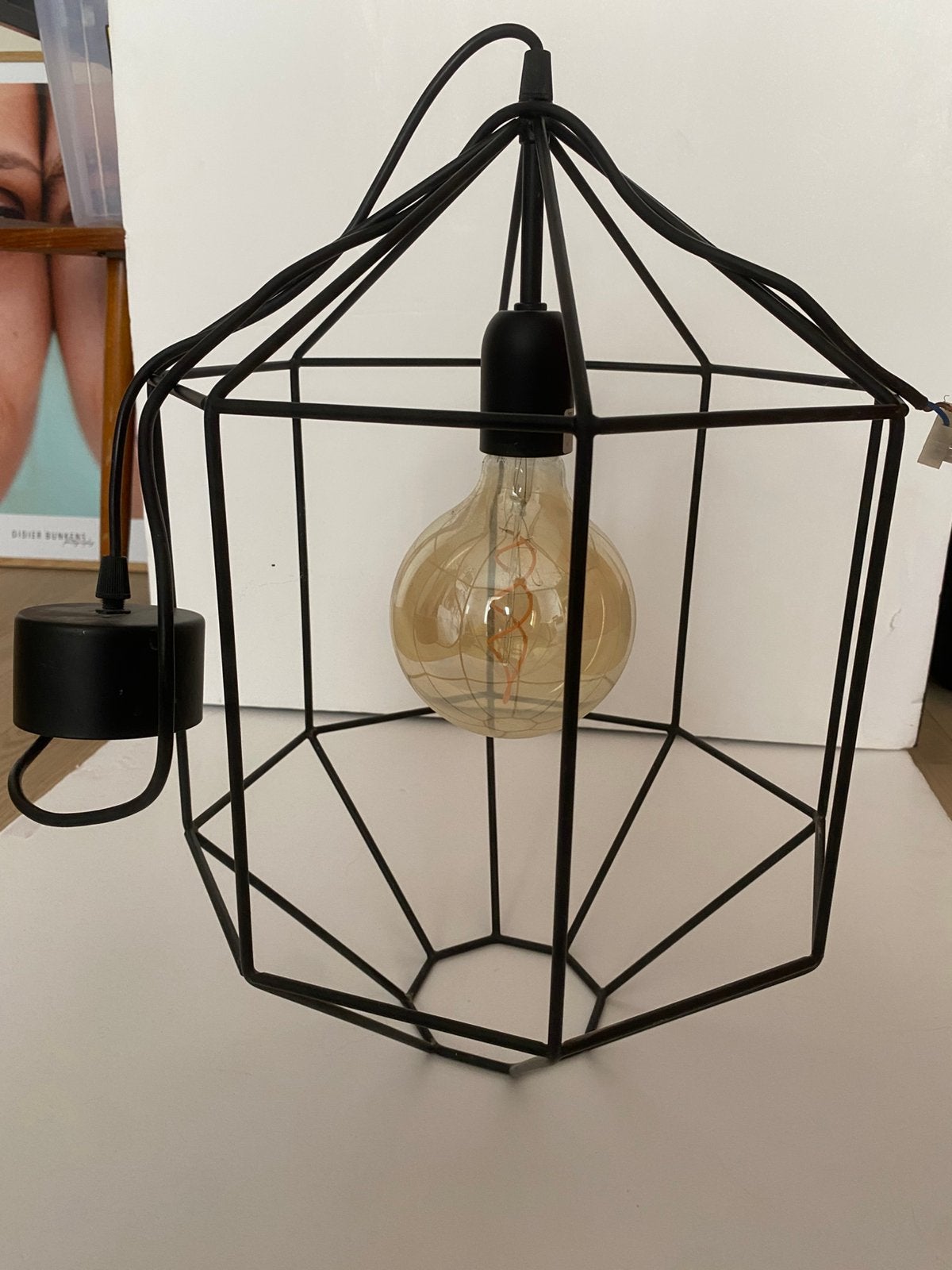 Design lamp met lamp, Huis en Inrichting, Lampen | Hanglampen, Ophalen, Zo goed als nieuw, Metaal