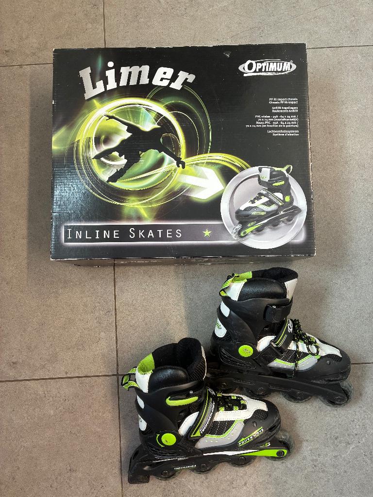 Skeelers 32-35 + gratis bescherming, Sports & Fitness, Patins à roulettes alignées, Utilisé, Rollers 4 roues en ligne, Autres marques