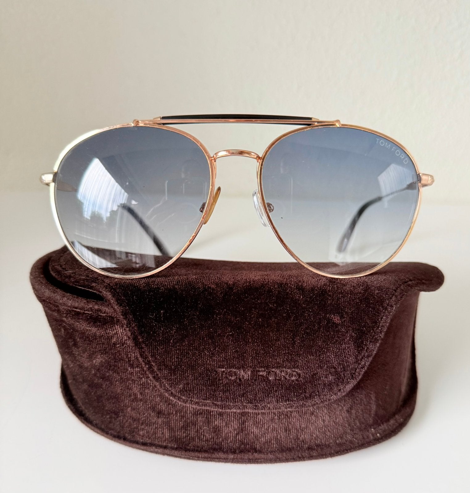 TOM FORD PILOTEN ZONNEBRIL, KLEUR GOUD, UNI, AUTHENTIEK️️️, Verzenden, Zo goed als nieuw, Zonnebril, Overige merken