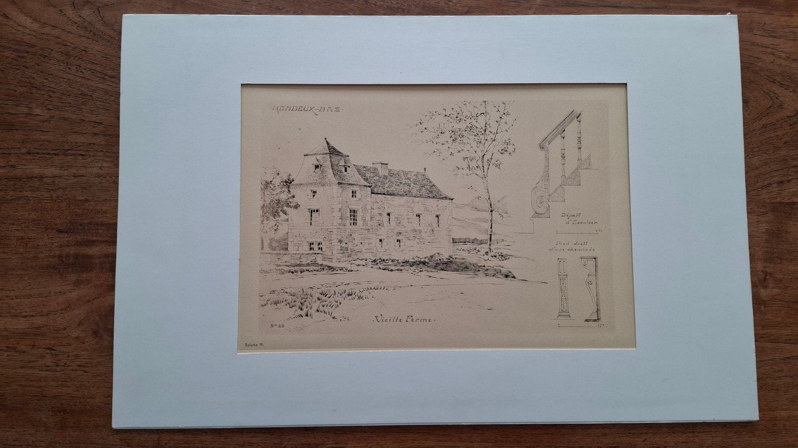 12Gravures architecturales de bâtis ruraux anciens Wallonnie, Enlèvement ou Envoi, Architecture, Lithographie, Avec passe-partout
