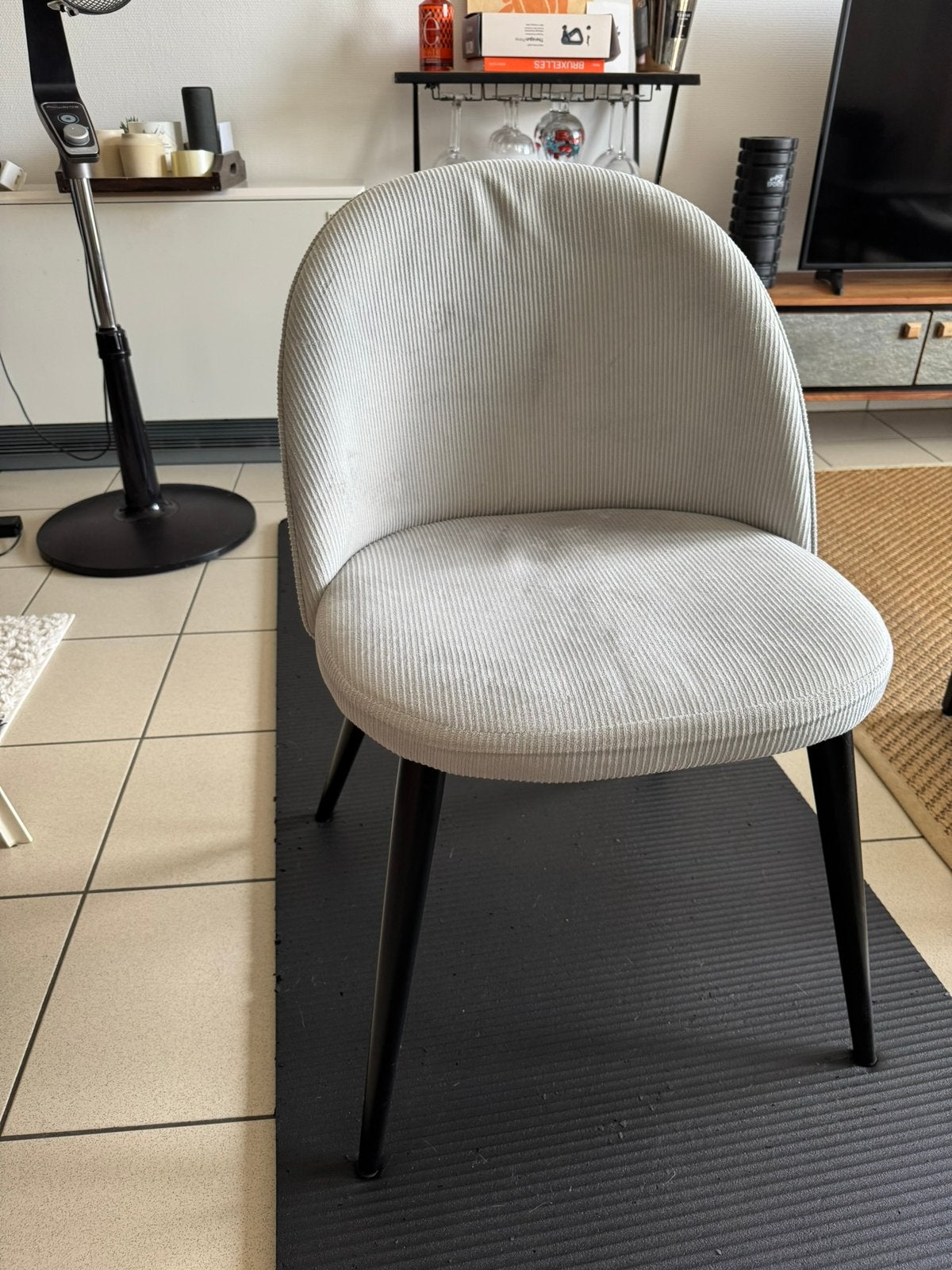 Chaise en velours gris clair, Gris, Enlèvement, Utilisé, Métal