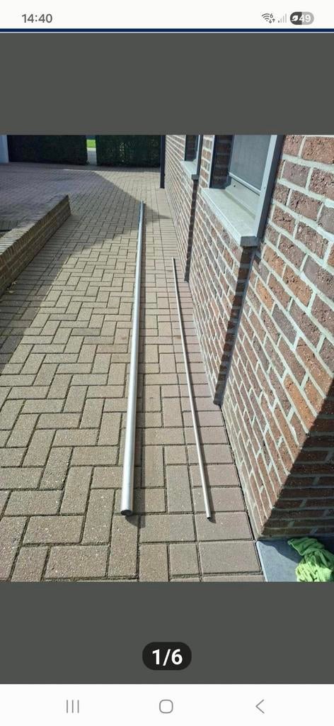 2 nieuwe  rvs  304 buizen 6meter lang ook apart te koop, Doe-het-zelf en Bouw, Metalen, Ophalen