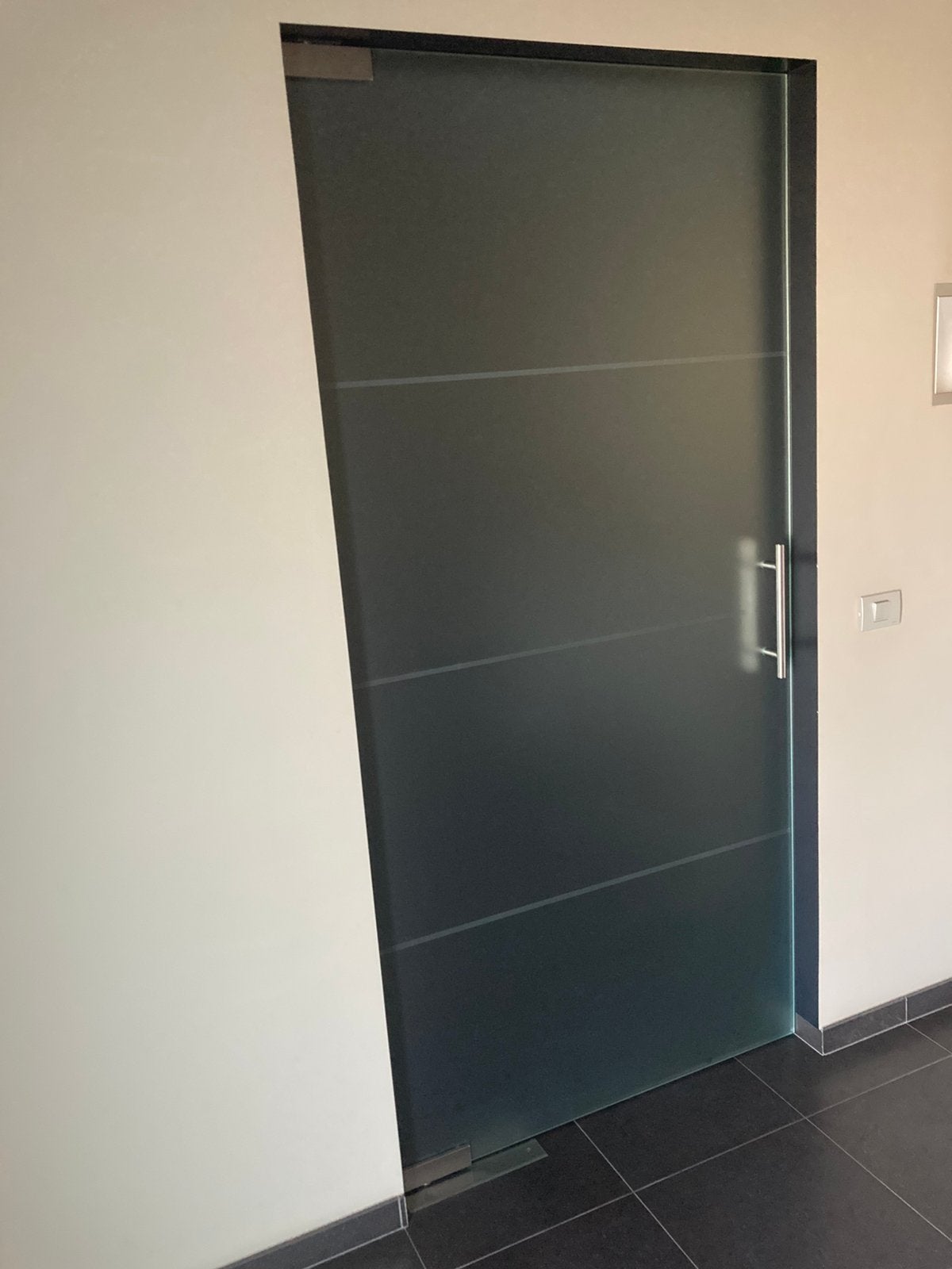 Glazen binnendeur met pomp en inox deurklink, Doe-het-zelf en Bouw, Ophalen, Zo goed als nieuw, Glas, Binnendeur