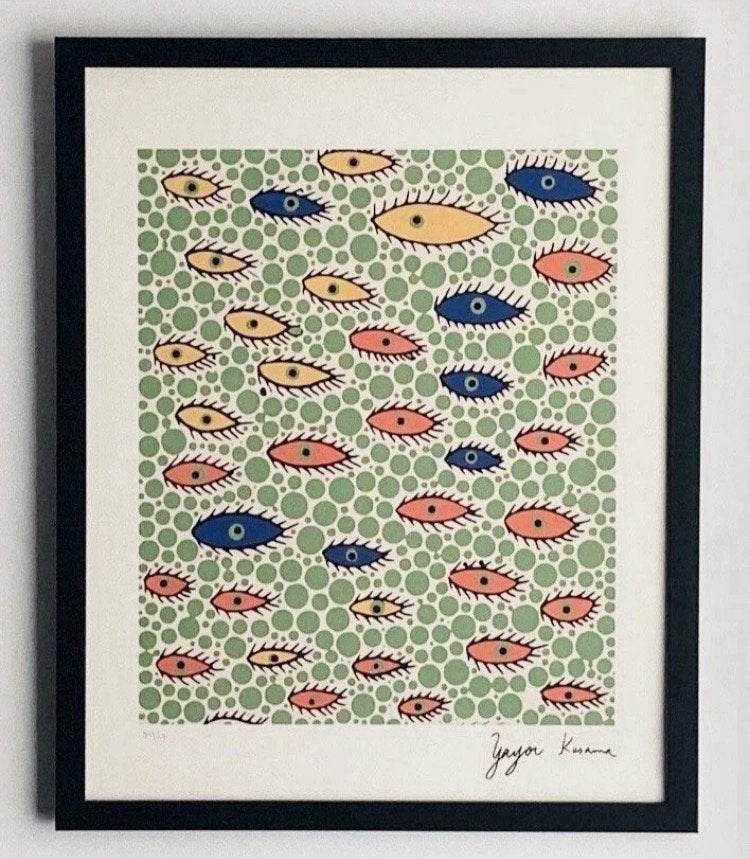 Yayoi Kusama : lithographie 40 par 50 cm. Vendue encadrée, Antiquités & Art, Art | Lithographies & Sérigraphies, Enlèvement ou Envoi