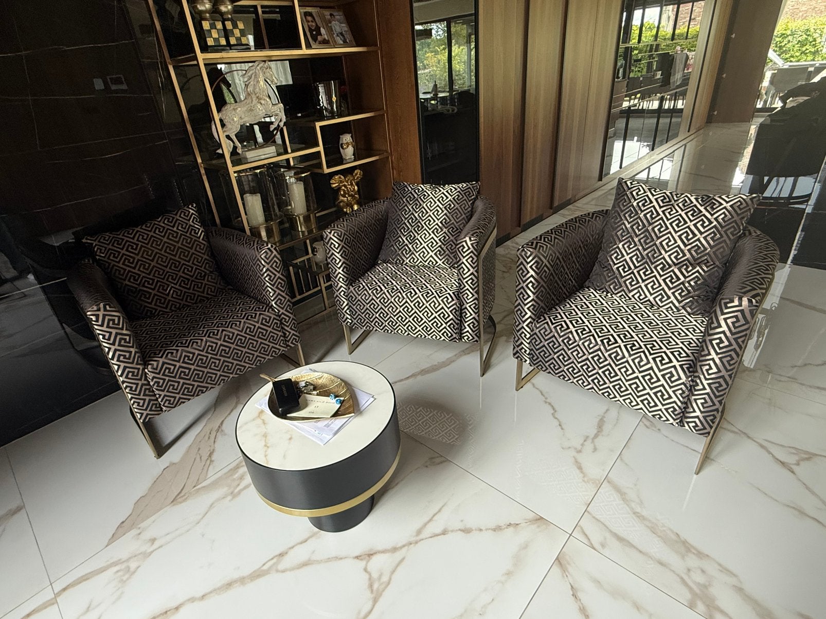 Trio fauteuils design style Versace, Maison & Meubles, Enlèvement, Comme neuf