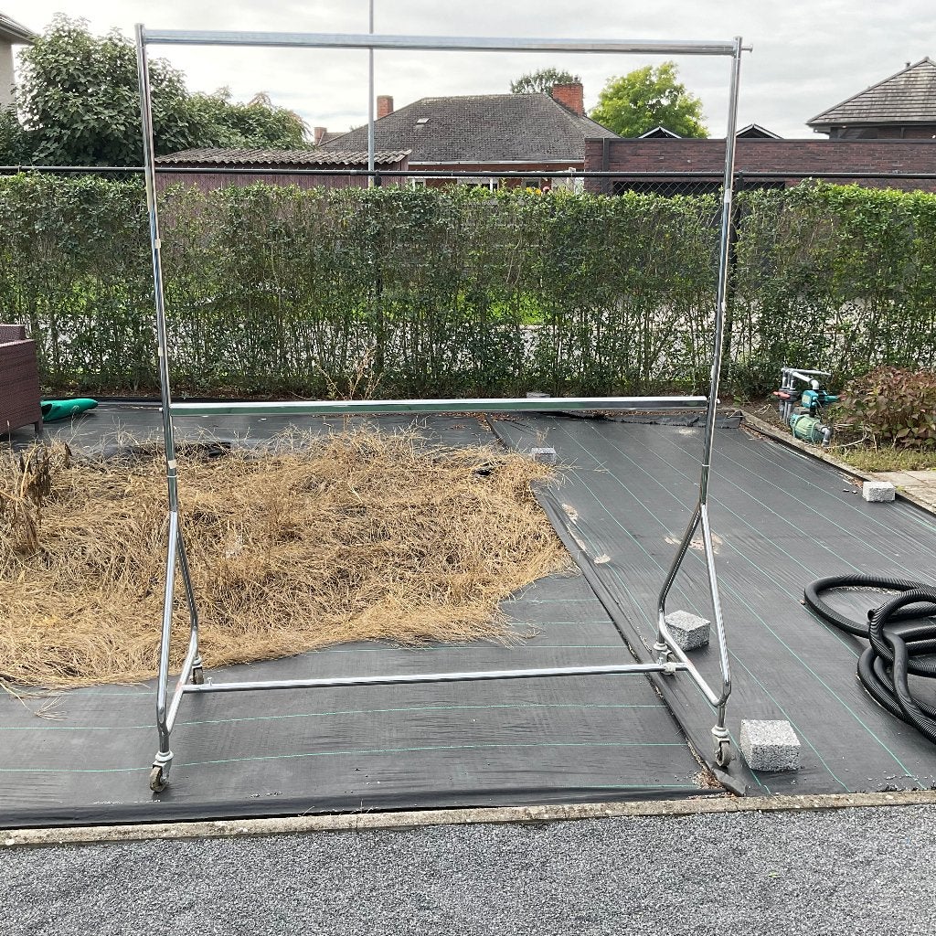 Kledingrek op wielen, Ophalen, Gebruikt