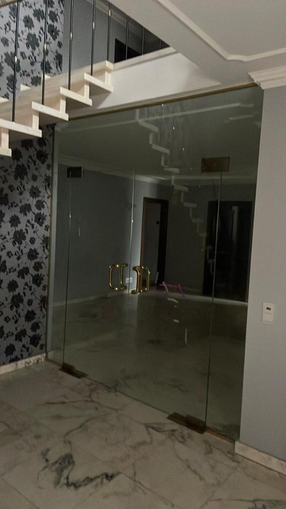 Glazen deur + wand, Ophalen, Gebruikt, Binnendeur, Glas