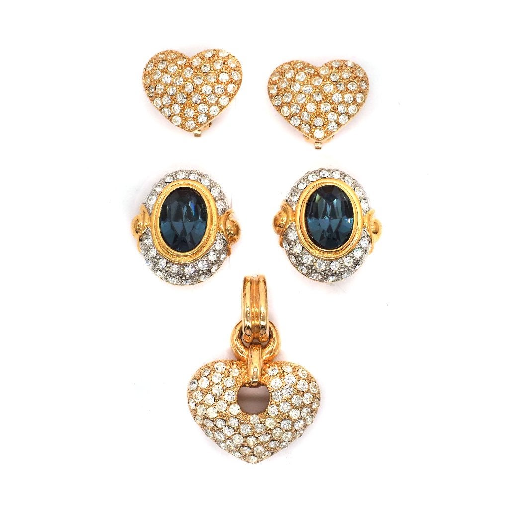 Set vintage sieraden – goudkleurig met strass, Bijoux, Sacs & Beauté, Bijoux anciens, Enlèvement, Pendentif