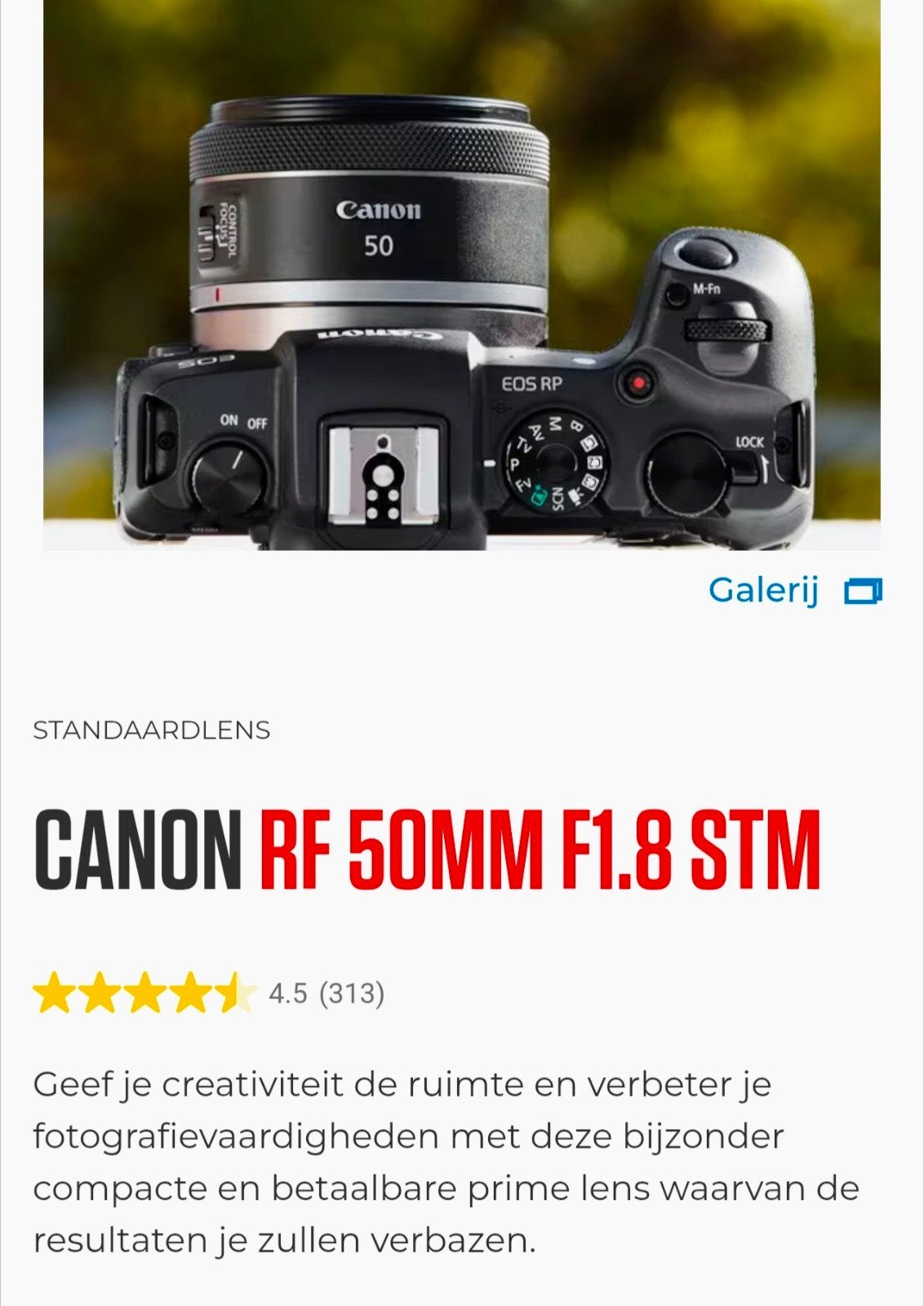Canon RF 50MM F1.8 STM met UV FILTER EN ZONNEKAP, Canon, Canon RF, Ophalen of Verzenden, Zo goed als nieuw