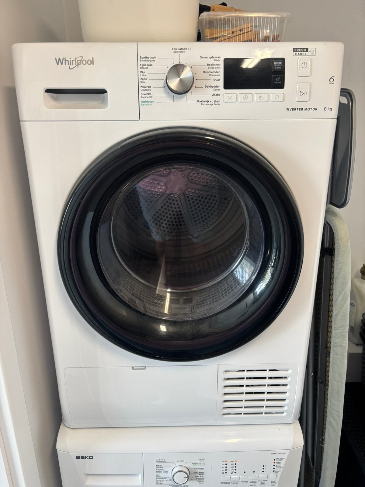 Whirlpool warmtepompdroogkast, Elektronische apparatuur, Droogkasten, Ophalen, 6 tot 8 kg, Gebruikt, Anti-kreukfase