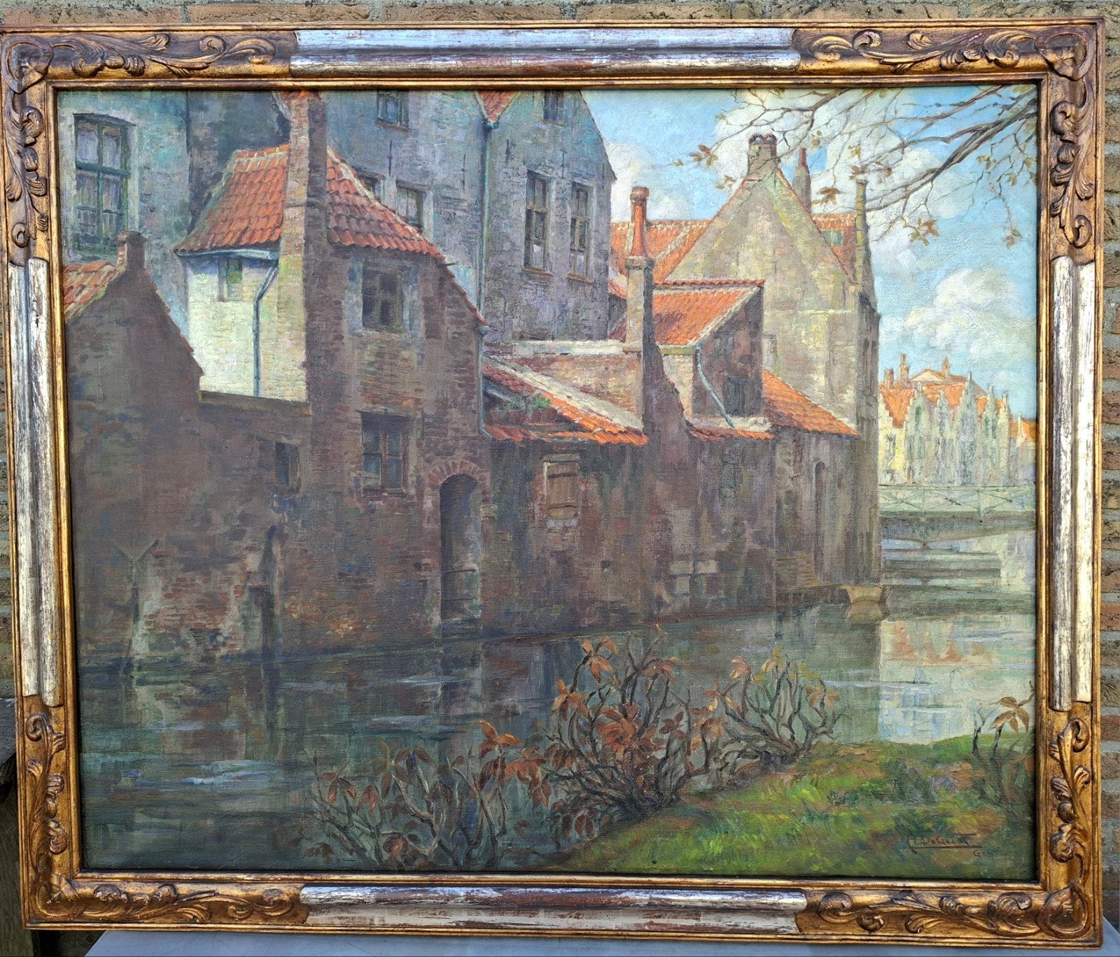 DE GEEST Arthur " Oude gevels te Gent" olie op doek, Antiquités & Art, Art | Peinture | Classique, Peinture à l'huile, Enlèvement