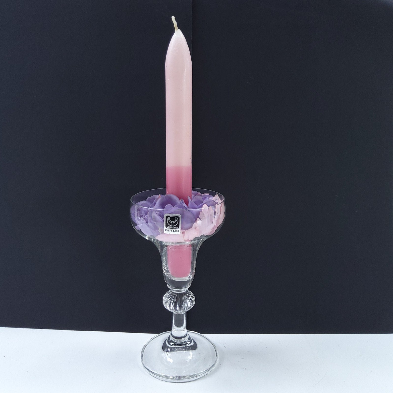 Kristallen vintage kandelaar op voet, met toebehoren., Enlèvement ou Envoi, Cristal