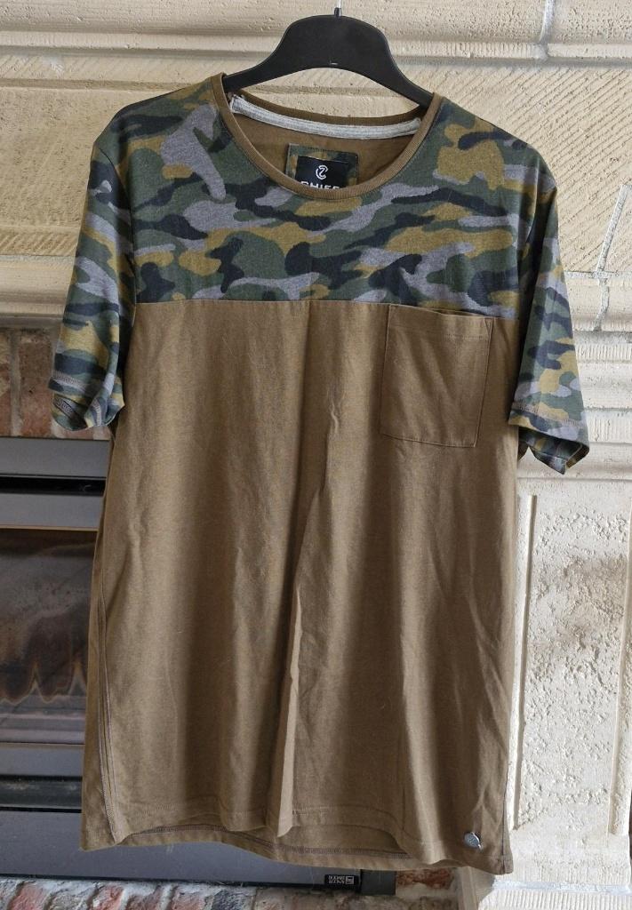 T-shirt Chief homme KM-XL-vert kaki avec imprimé militaire, Taille 56/58 (XL), Vert, Envoi, Neuf