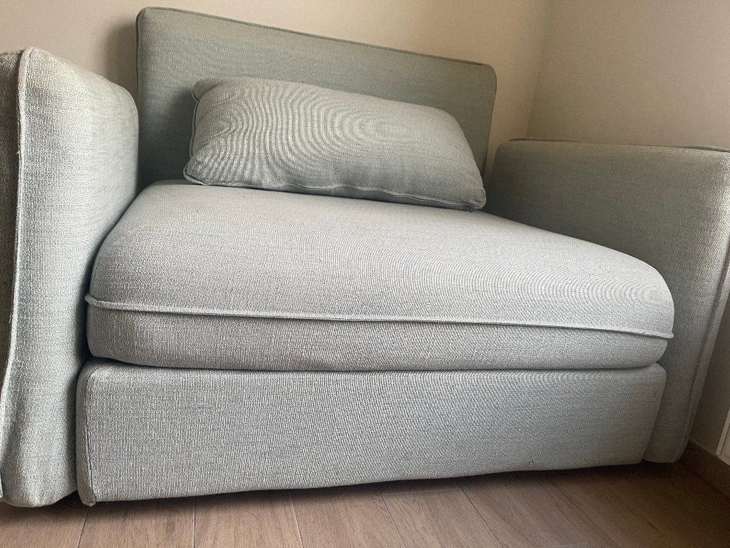 Fauteuil IKEA D'occasion bleu ciel déhoussable, Huis en Inrichting, Ophalen, Gebruikt, 100 tot 125 cm, Stof