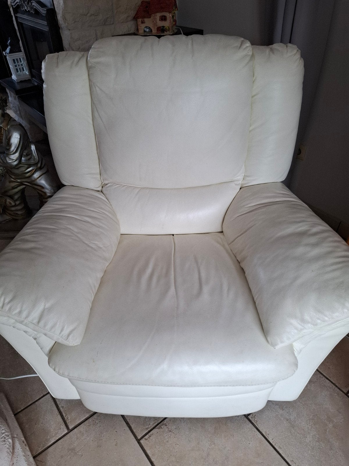Fauteuils cuir blanc très confortable, Maison & Meubles, Fauteuils, Enlèvement ou Envoi, Cuir