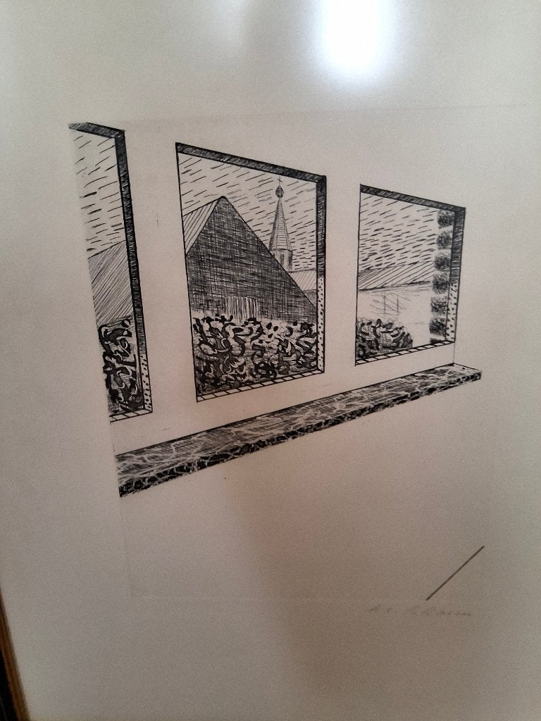 Ets Roger Raveel  doorkijkvenster, Antiek en Kunst, Kunst | Schilderijen | Modern, Ophalen
