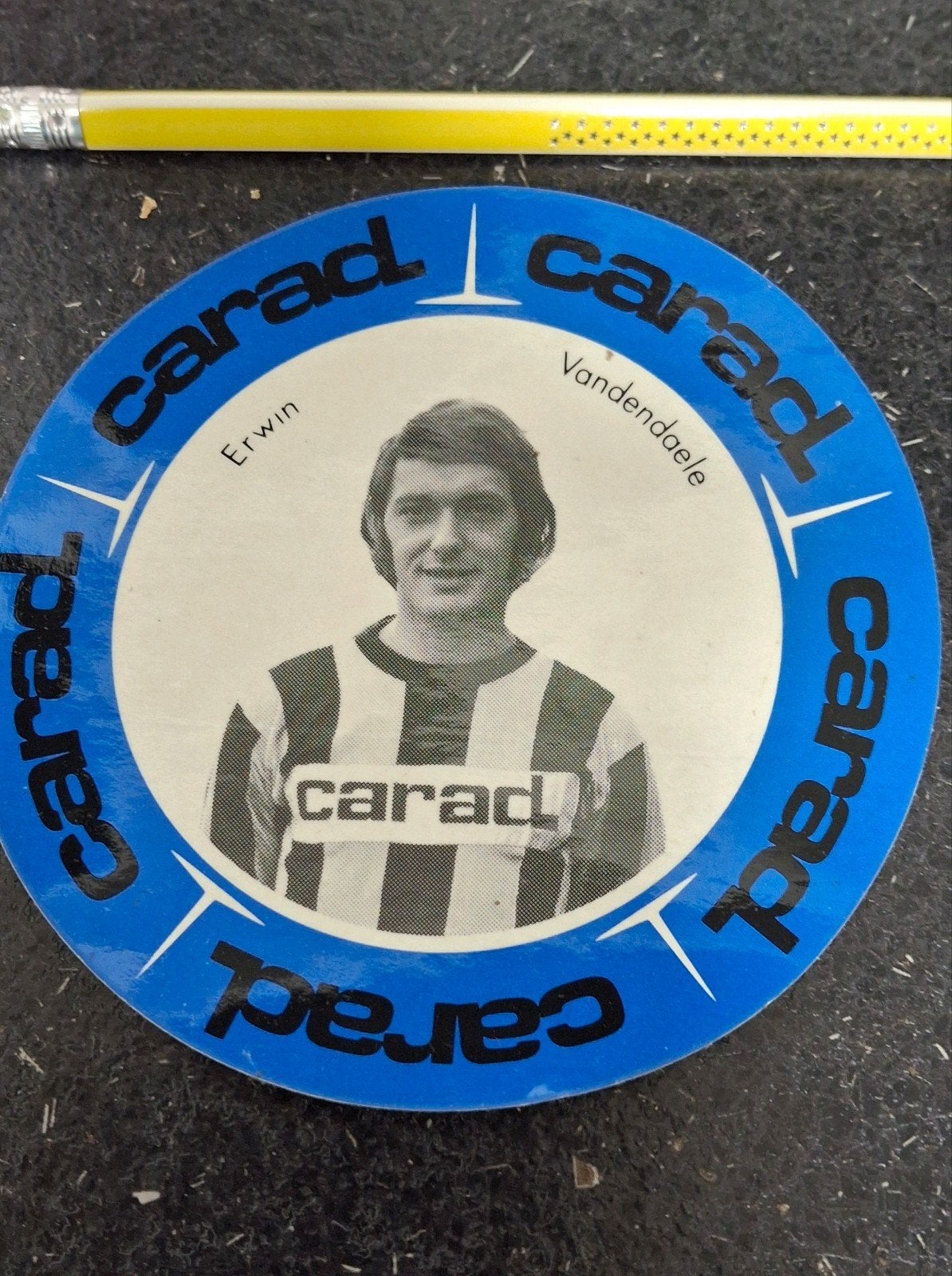 sticker jaren 70 voetbal Club Brugge Vandendaele Carad, Ophalen of Verzenden, Zo goed als nieuw, Sport