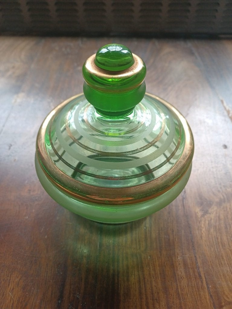 Booms Glas Art Deco Poederdoos - Perfect, Antiek en Kunst, Verzenden