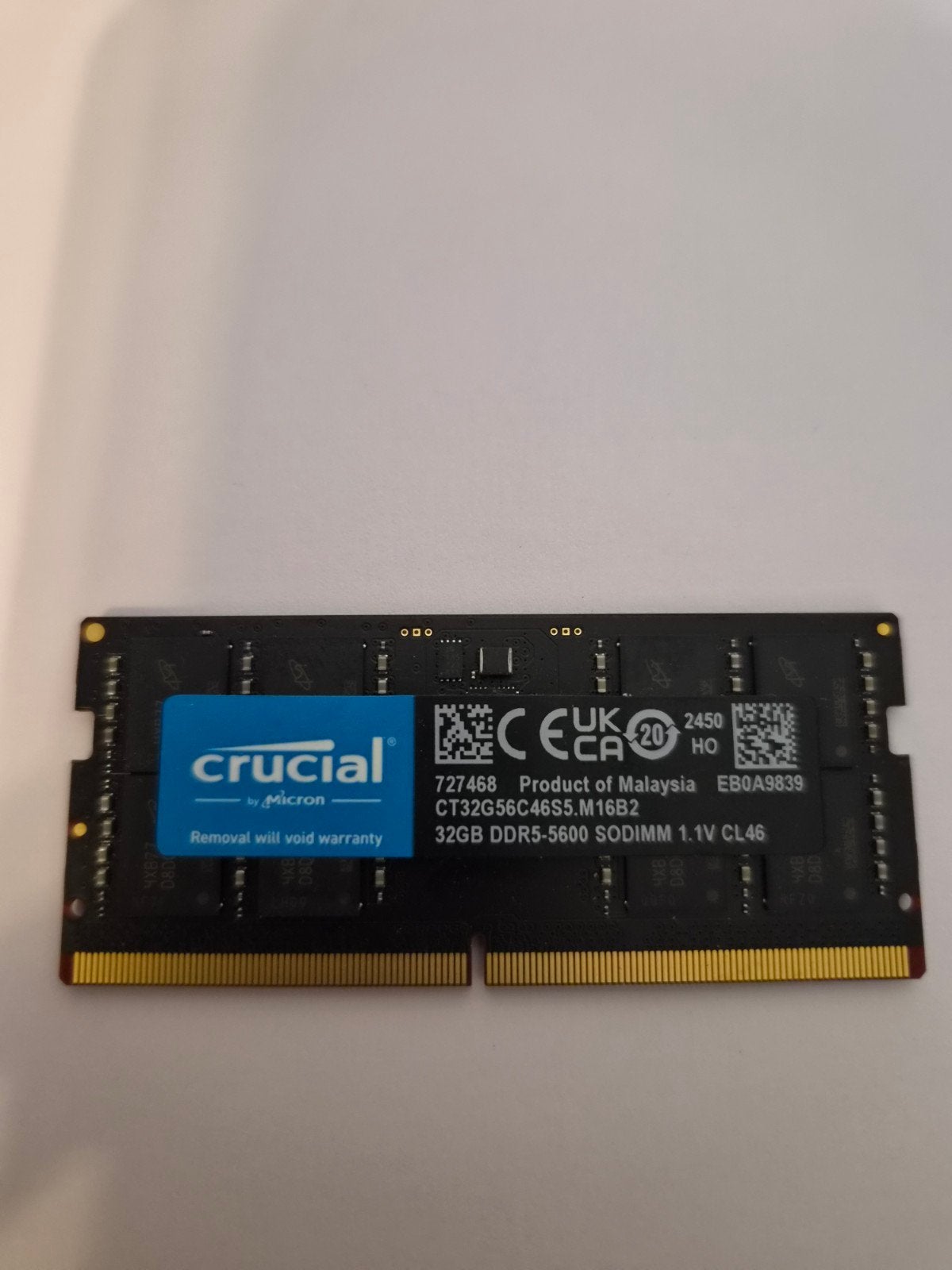 Sodimm DDR5-5600 Crucial de 32 Go (mémoire pour ordinateur p, Enlèvement ou Envoi, Laptop