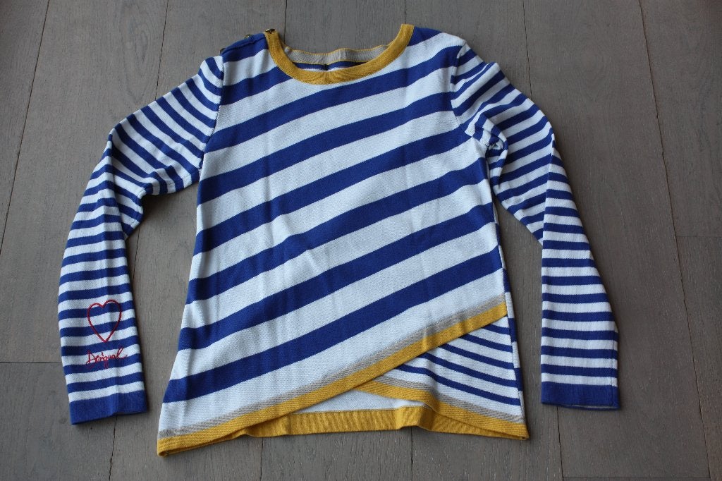 Mooi wit-blauw gestreepte trui van Desigual, maat M, Kleding | Dames, Maat 38/40 (M), Blauw, Ophalen of Verzenden, Zo goed als nieuw