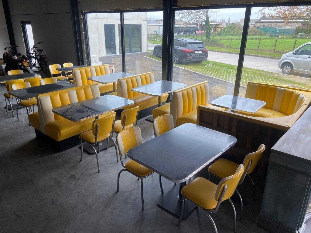 Retro bankstellen, Maison & Meubles, Salles à manger complètes, Enlèvement, Utilisé, Retro, 8 chaises ou plus