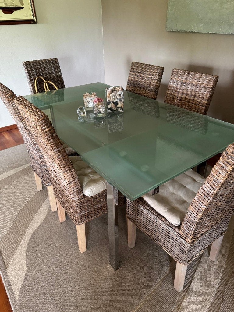Glazen eettafel, Ophalen, Strak, Gebruikt, 200 cm of meer
