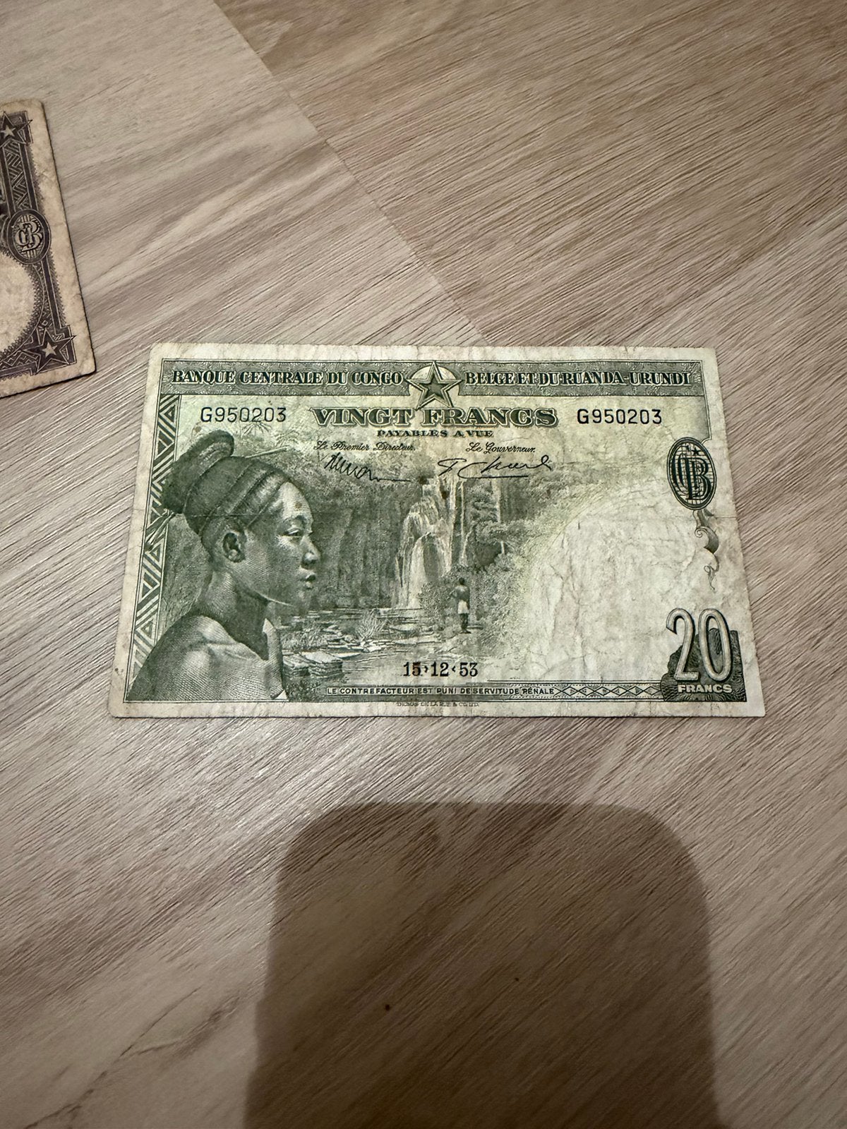 20 francs 1953 belgisch congo zeldzaam!!, Postzegels en Munten, Ophalen of Verzenden