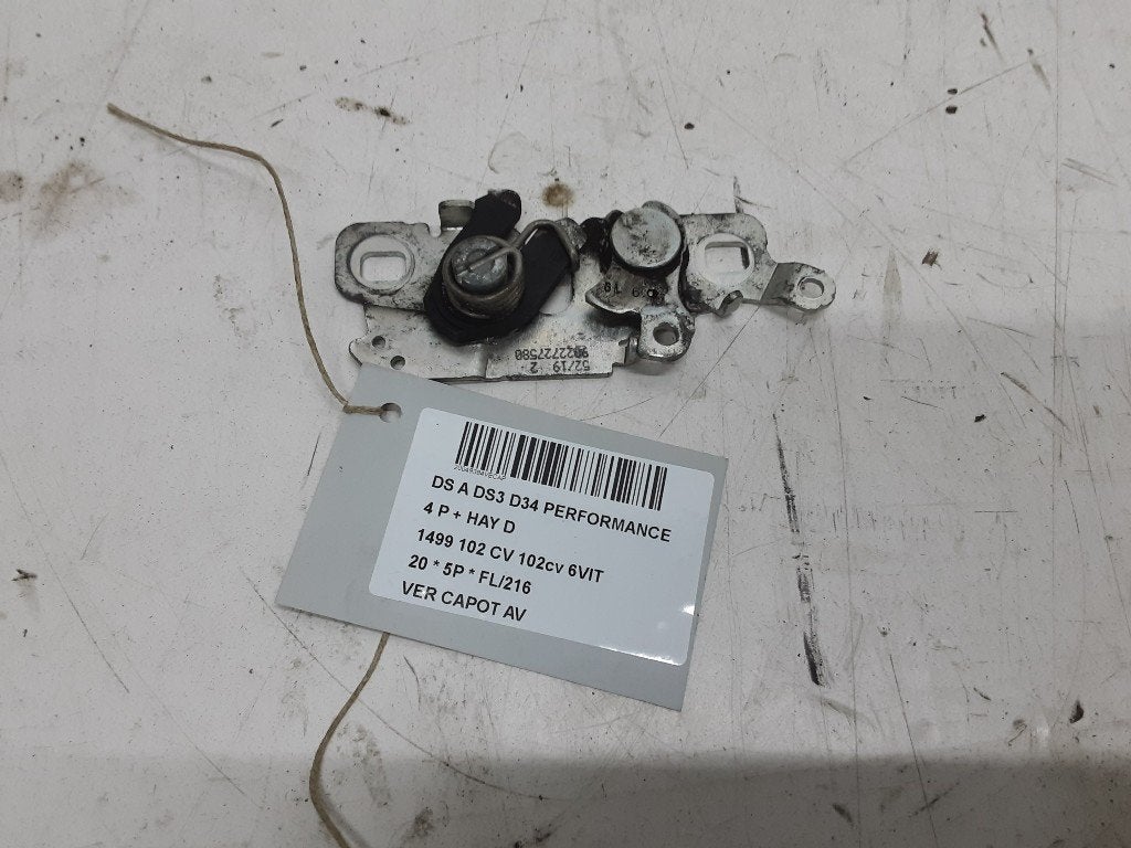 SERRURE CAPOT DS DS 3 / DS 3 Crossback (9822727580), Utilisé, Autres marques automobiles