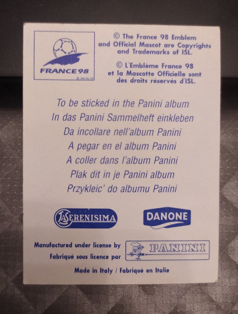Vintage Panini sticker uit de France '98 WK voetbalcollectie, Enlèvement ou Envoi, Neuf, Sport