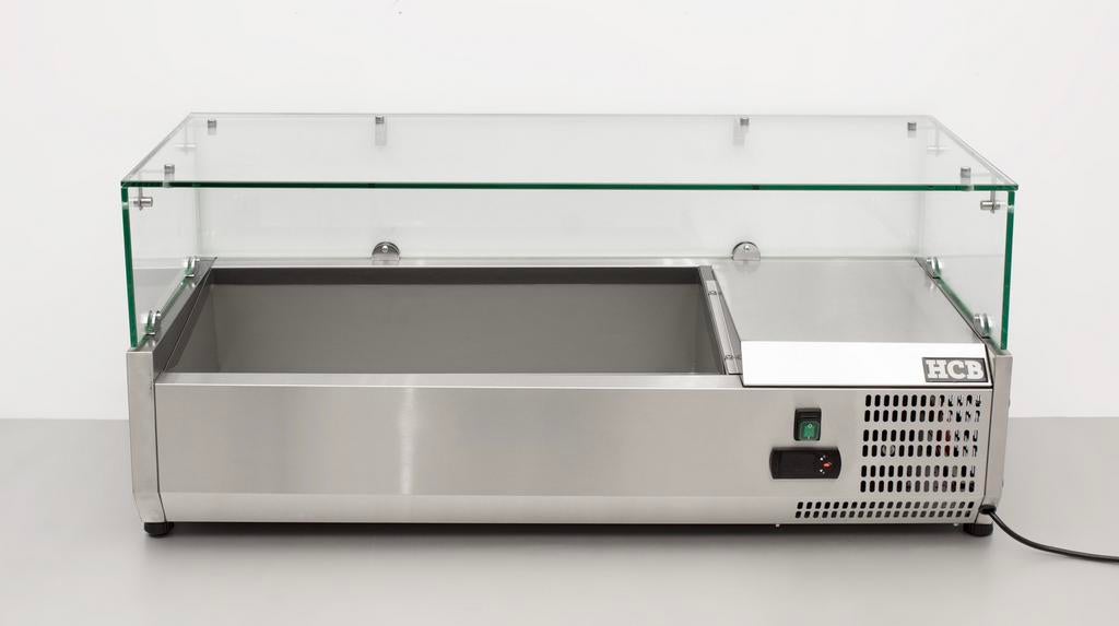 RVS Opzetvitrine koelvitrine saladière met gastronorm bakken, Ophalen, Gebruikt, Koelen en Vriezen