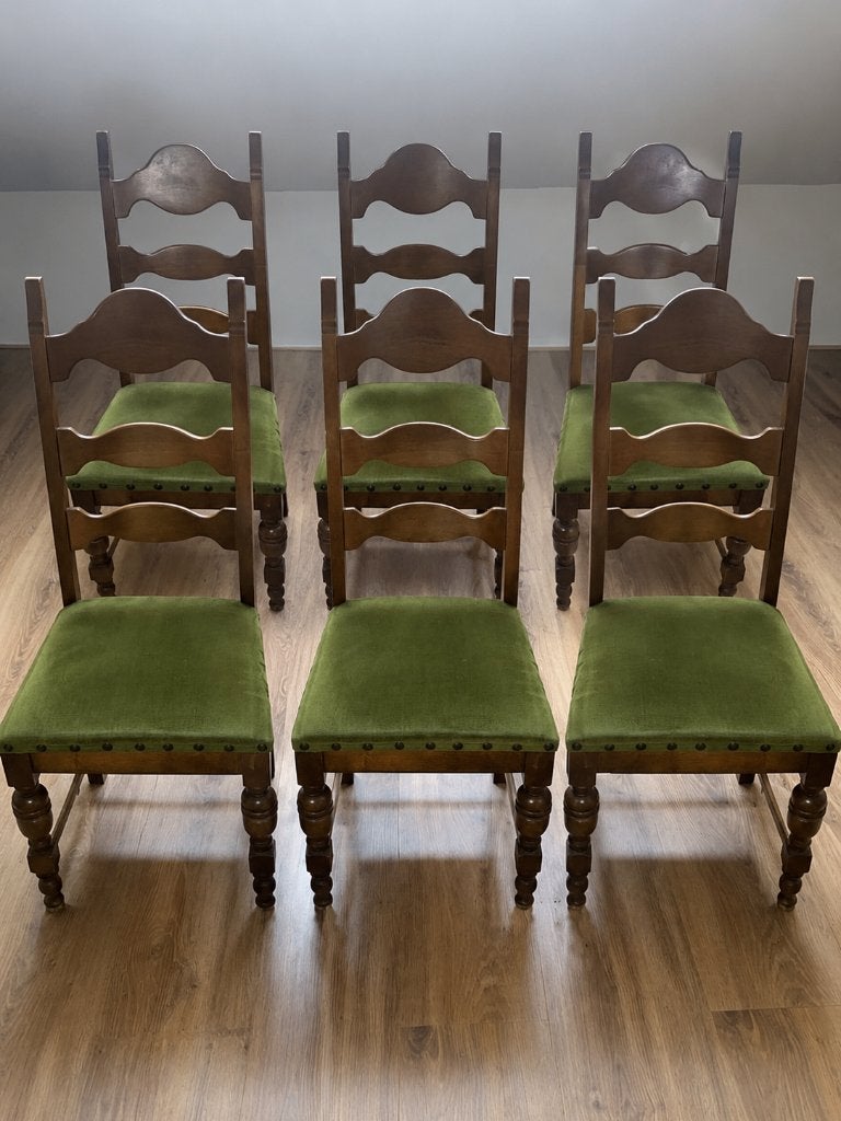 Lot de 6 chaises brutalistes vintage - chêne massif, Maison & Meubles, Chaises, Autres couleurs, Vintage, Comme neuf, Enlèvement