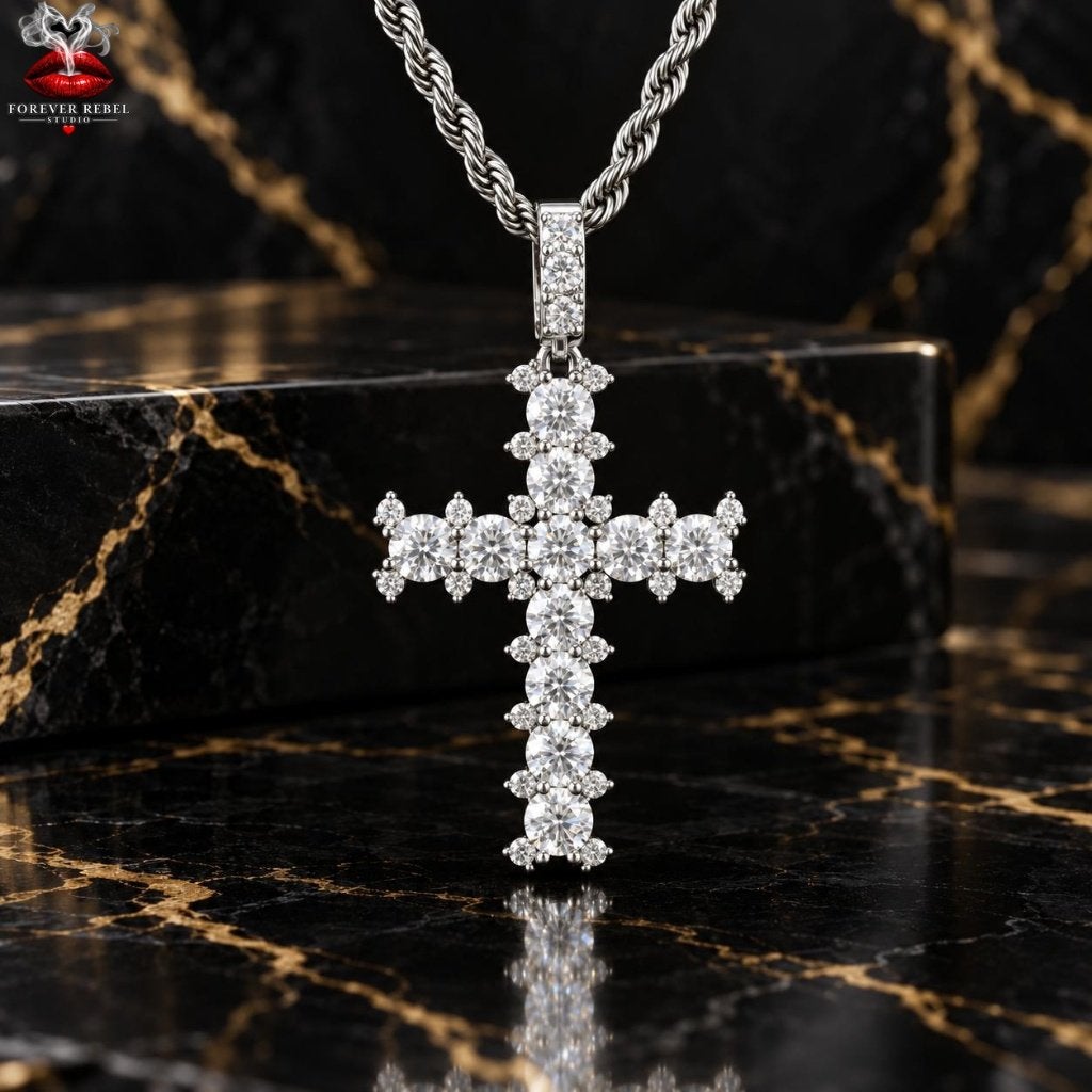 Benedicta Lux - Kruis - 925 Zilver met Moissanite, Handtassen en Accessoires, Verzenden, Nieuw, Zilver, Zilver