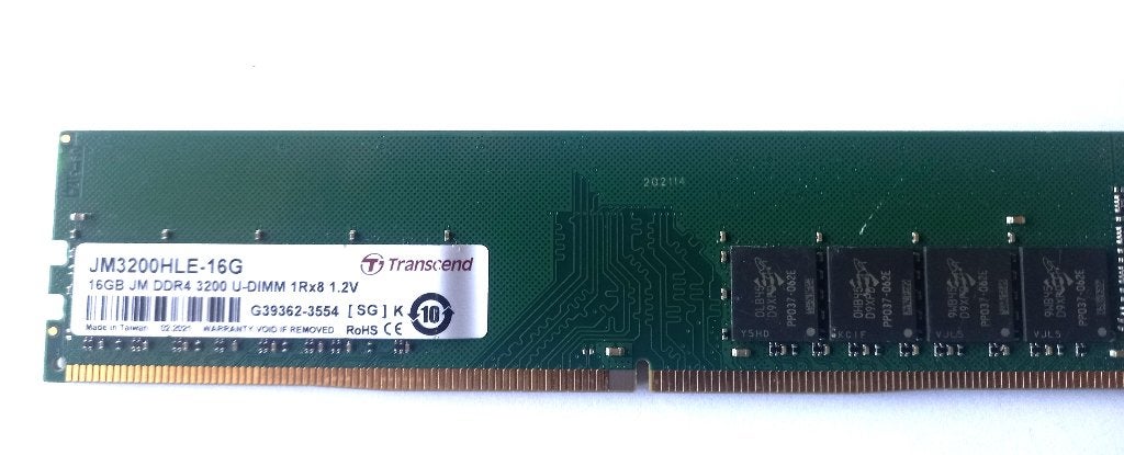 Transcend 16 GB DDR4 3200 MHz, Computers en Software, Gebruikt, DDR4, Ophalen of Verzenden, Desktop