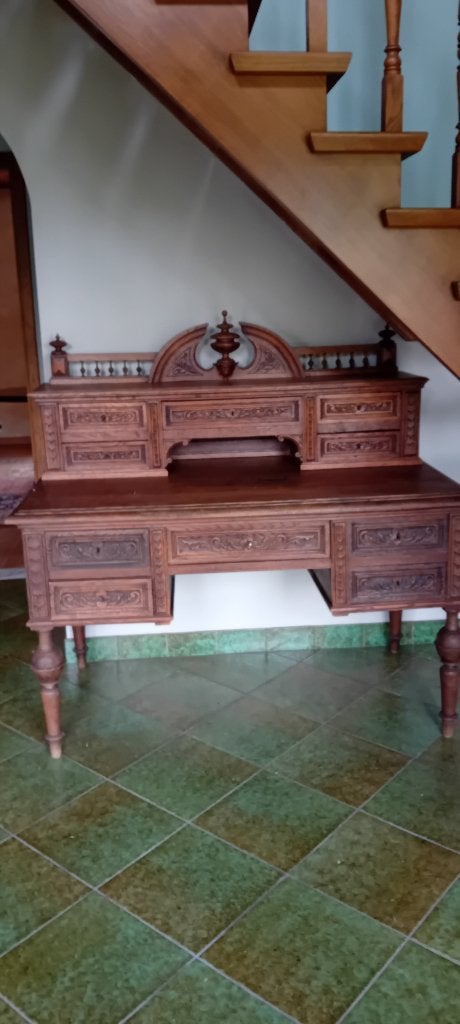 bureau, Maison & Meubles, Bureaux, Antique, 130 cm, Bois, Avec tiroirs