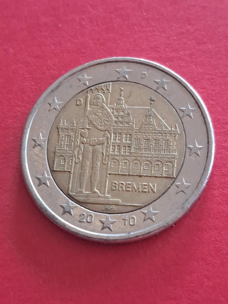 2010 D Allemagne 2 euros Brême Munich, Envoi, Allemagne, 2 euros, Monnaie en vrac