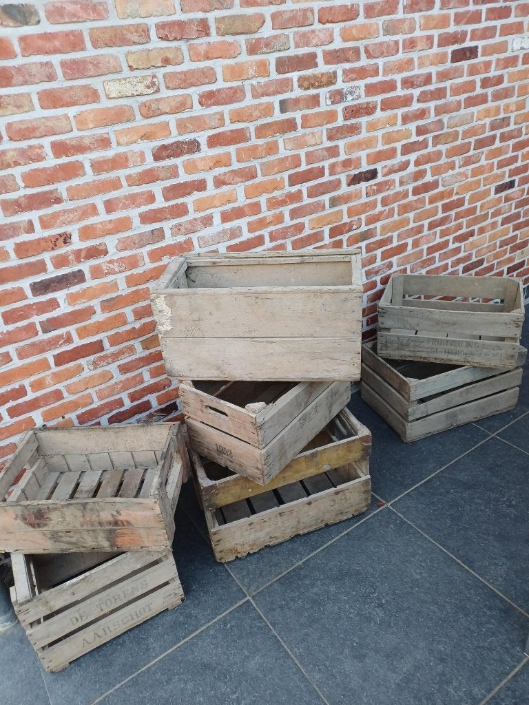 Mooie verzameling authentieke oude houten fruitkisten, Enlèvement