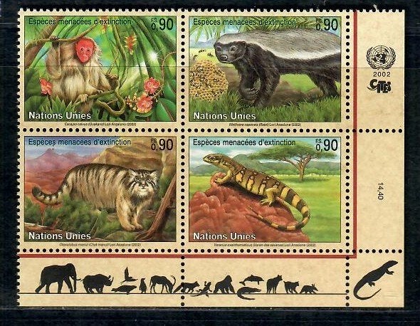 UNO Geneve yvertnrs.: 447/50 postfris, Ophalen of Verzenden, Postfris, Dier of Natuur