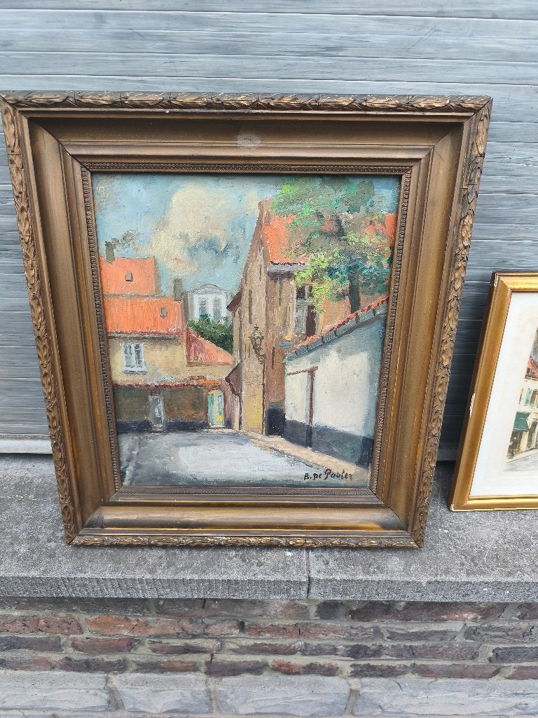 Huile sur toile begijnhol lier signe Bernard de pooter, Enlèvement ou Envoi, Toile