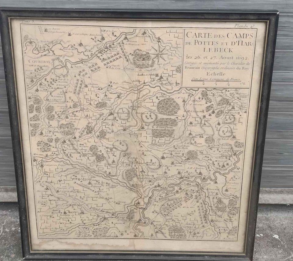 ancienne carte des camps de pottes de harlebeck 1692, Enlèvement ou Envoi