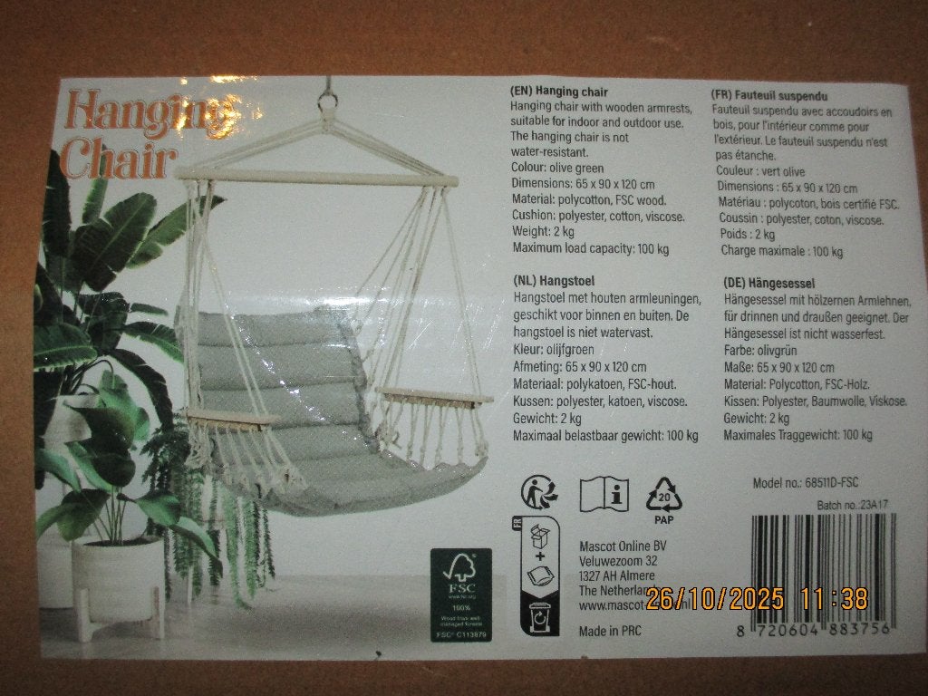 Hangstoel, Tuin en Terras, Ophalen, Nieuw