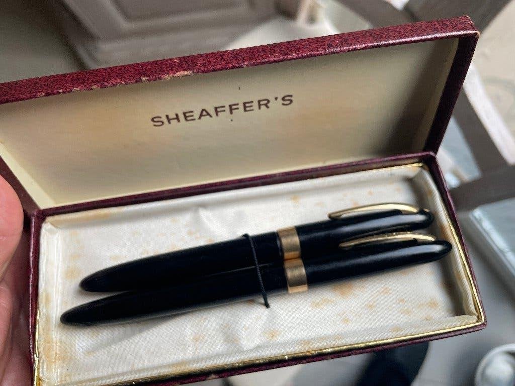 Sheaffer vulpen, set van twee stuks, 14-karaats punt, Ophalen, Sheaffer, Met doosje, Zo goed als nieuw