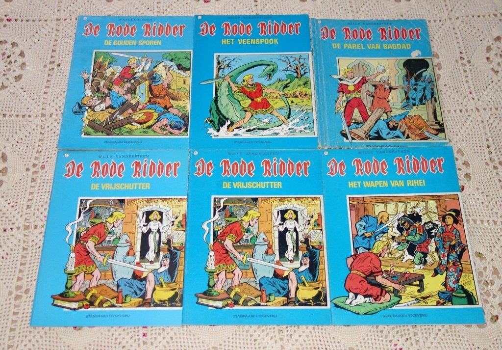 De rode ridder albums blauw/bruine herdruk en blauwe herdruk, Boeken, Stripverhalen, Meerdere stripboeken, Ophalen of Verzenden