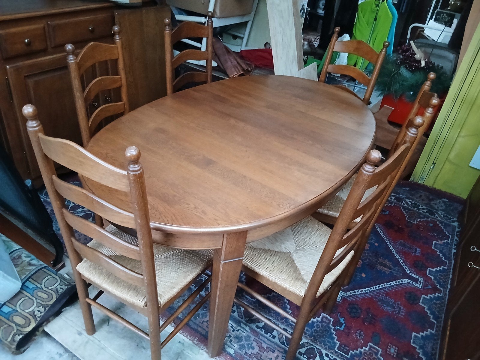 eiken tafel met 6 stoelen, Ophalen
