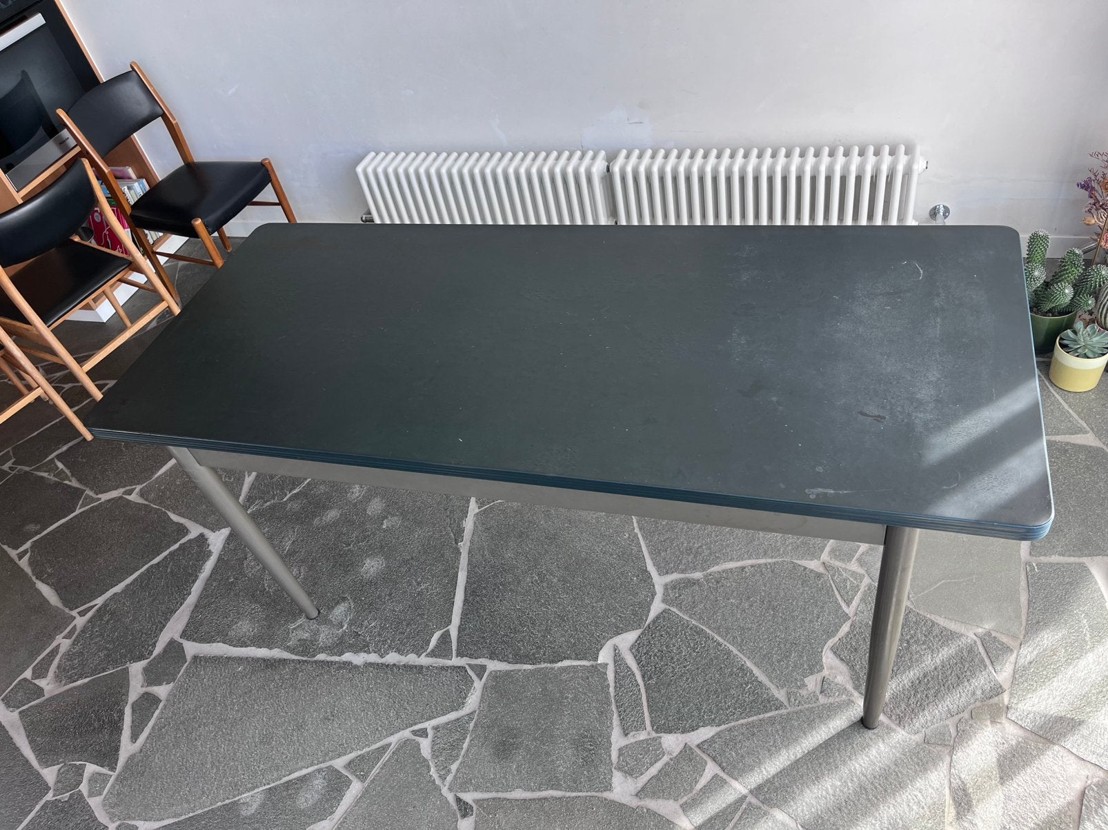 Tafel 80x180 staal, Huis en Inrichting, Ophalen, Gebruikt, 50 tot 75 cm, 50 tot 100 cm