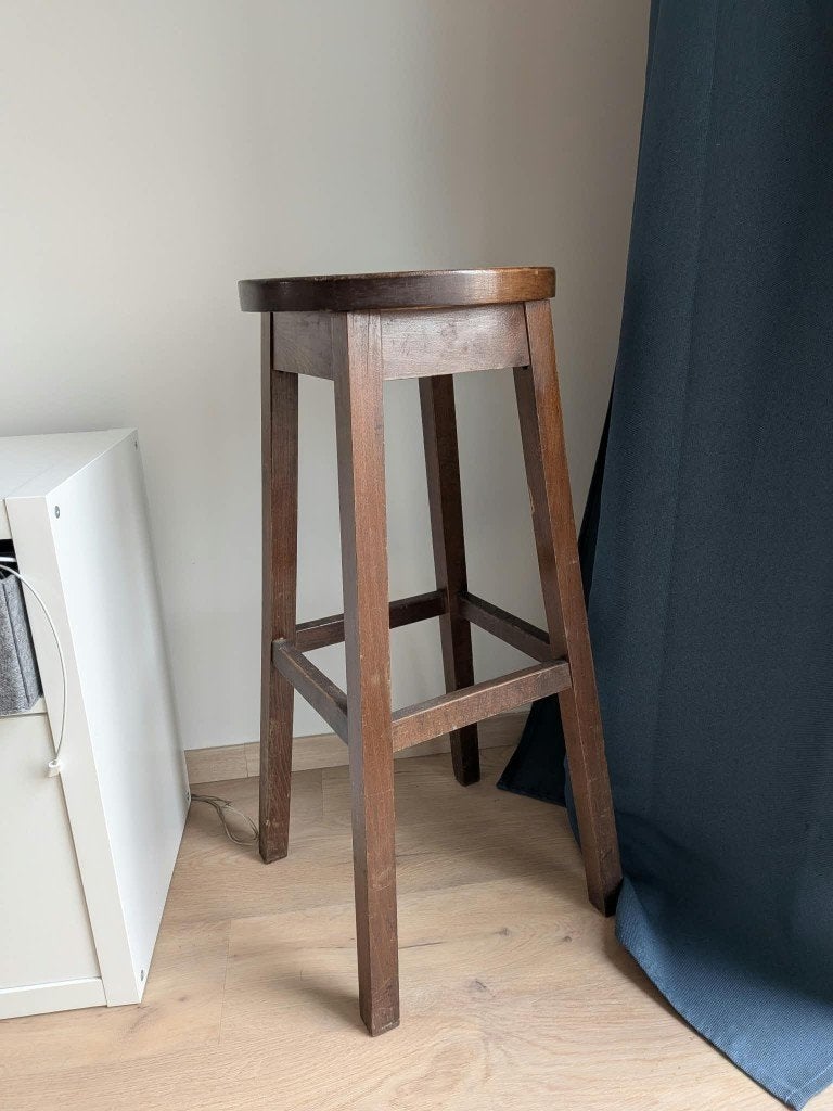 Tabouret de bar haut en bois massif, 1 tabouret, Avec repose-pieds, Enlèvement, Utilisé